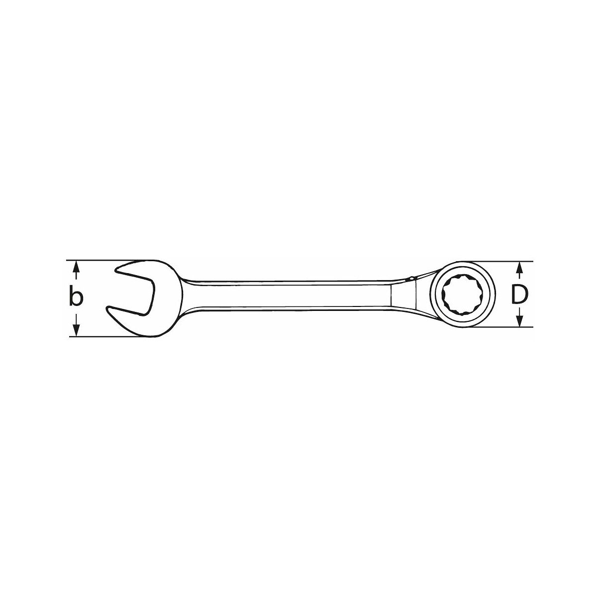 Otevřený / očkový klíč s ráčnou přepínatelný 15° zalomený 22 mm