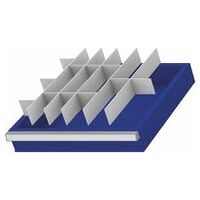 Schlitztrennwand- / Trennblech-Sortiment (für 1 Schublade 27×27 E) für Schubladen-Fronthöhe 75 mm
