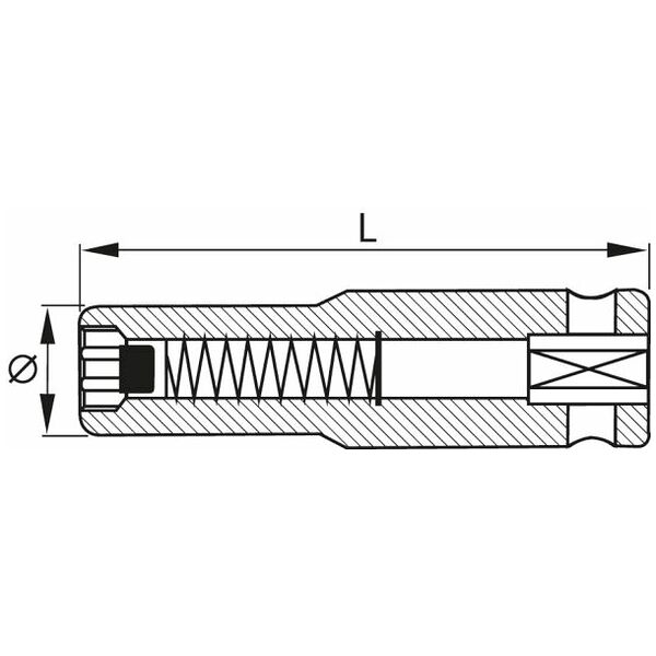 IMPACT-hylsa sexkant, 1/4″, lång med fjädrande magnet 7 mm HOLEX