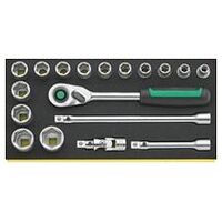 1/2″ Jeu de clés à douilles TCS 1/2 POUCE 52/14/4 QR 18pcs