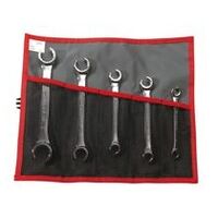 15° hinged flare nut wrench set, 5 pieces ( 8 to 24 mm), in pouch