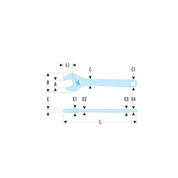 Adjustable spanner with quick adjustment, overall length: 450mm