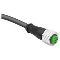 Stekker, Vorm A, met schroefverbinding, 3-polig, zwart, bus recht, Kunststof