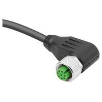 Stekker, Vorm B, met schroefverbinding, 8-polig, zwart, buisverbinding haaks, Kunststof