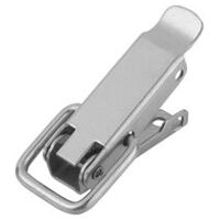 Fermeture à tension, Forme A, avec étrier de serrage, non revêtue, orifice d’inspection dissimulé, Acier inoxydable