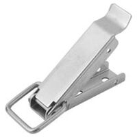 Fermeture à tension, Forme A, avec étrier de serrage, non revêtue, orifice d’inspection dissimulé, Acier inoxydable