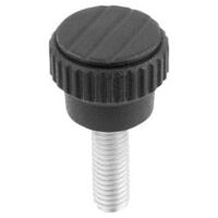 Rändelknopf, Gr. 0, schwarzgrau RAL 7021, Thermoplast