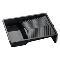 Pot de peinture en plastique. Grande stabilité. Pas de glissement du rouleau grâce à la structure nervurée dans le réservoir d’encre. Le profil clouté sur la surface de roulement assure une régularité. Distribution de la peinture. Échelle dimensionne