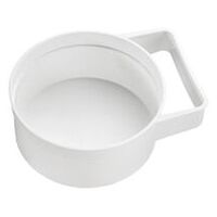 Bol en plâtre en plastique. Pour mélanger le plâtre et le plâtre. En plastique blanc, cylindrique avec poignée, Ø 185 mm