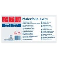 Bâche de peintre en PEHD 30μ, extra résistante, résistante à la déchirure, pour couvrir les meubles et objets lors de tous les travaux de rénovation. 2 x 50 m en rouleau, transparent.