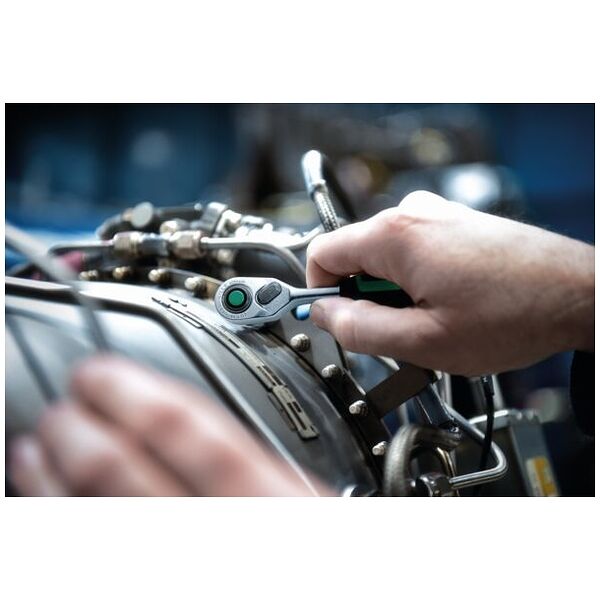 Handknarre Feinzahn, umschaltbar,, mit 1/4 Zoll Vierkant, 80 Zähne, mit QuickRelease, Länge 117 mm