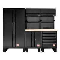 ROLL Système d'atelier RWS2.0 - Ensemble de 2,45m avec plateau en bois et une armoire haute de 1m