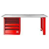 ROLL Système d'atelier RWS2.0 - Etabli de 2m avec plan de travail galvanisé, rouge