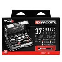 Assortiment de douilles 1/4″, 6 pans, métriques, et inserts - 37 pièces - R.161B