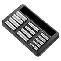 M Modulo in plastica con bussole da 3/8″ e 1/2″, esagonali, lunghe, 13 pezzi