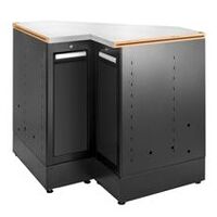 JLS3 Rohová spodní skříňka nerezová deska černá