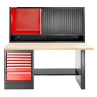 JLS3 Etabli haut 7 tiroirs + dessus, bois