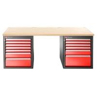 JLS3 Etabli 2,2m, bas, 13 tiroirs, bois