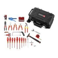 Rolling case with electrician set of 56 tools
