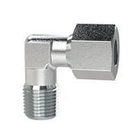 Becsavarható könyökcsatlakozó, M8x1, 0a., cső-A-Ø4, horganyzott acél