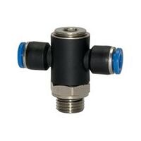 Raccord vissé en T « série bleue », rotatif, G 1/4 extérieur, Ø 8 mm