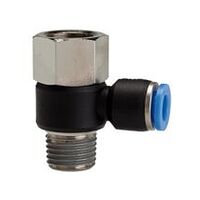 Raccord vissé en L « série bleue », rotatif, G/R 1/8 i./a., Ø4 mm