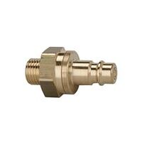 Nippel für Kupplungen NW 7, 2, -7, 8, beidseitig absperrend, Messing blank, G 1/8 AG