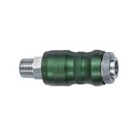 Sikkerhedskobling NW7, 8, Bi-Tec, messing forniklet, R 3/8 AG, 2050 l/min