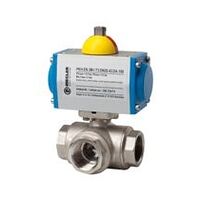 Mosazná kulová armatura, pneumatický pohon, L-otvor, Rp 1/2, L=116