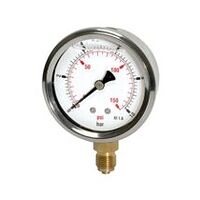 Glycerinový manometr, „tlaková linka“ G 1/4 dole, 0–40, 0 bar/600 psi, Ø63