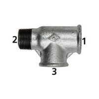 T-stykke 134, IG/IG/AG, Rp/Rp/R 3/4, sort temperstøbt, varmgalvaniseret