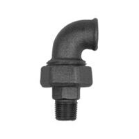 Unión roscada, codo 97, junta plana, Rp 1/2, R 1/2, fundición maleable negra