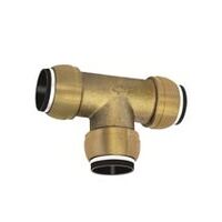 T-forbindelsesstykke, messing, »sharkbite« til rør-udvendig ø 15 mm