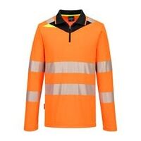 DX4 Hi-Vis Zip Poloshirt L/S Orange/Schwarz 4XL