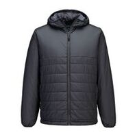 Professionelle isolierte Baffle-Jacke mit Kapuze, Metallgrau, Größe L