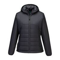 Professionelle isolierte Baffle-Jacke mit Kapuze für Damen, Metallgrau, Größe L