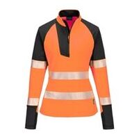 PW3 Hi-Vis dametrøje med 1/4-lynlås, orange/sort, størrelse L