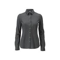 Hemd, Stretch Damenbluse, Dunkelanthtazit/Hellgrau-meliert, Größe 34