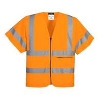 Gilet di sicurezza con bande riflettenti sulle spalle e cerniera, maniche corte, arancione, taglia L