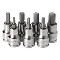 Set of hexagon bit sockets, 3/8 inch square drive, 7 pieces, Type: 3/8