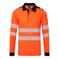 PW3 Modaflame Knit HVO FR Langarm-Poloshirt Orange/Schwarz L