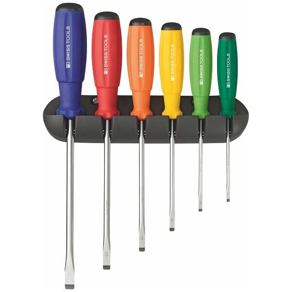 Screwdriver set for slot-head, with 2-component SwissGrip handle  6