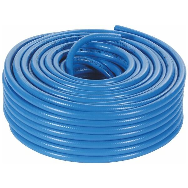 Braided hose, blue plasticised PVC  9 mm